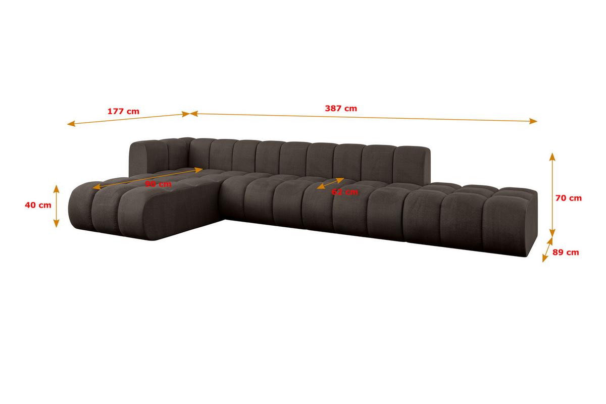 ECKSOFA modulares Sofa Zuvon-L2 - 387x177x70 cm Braun - Braun, Holzwerkstoff/Textil (387/177cm) - ALTDECOR