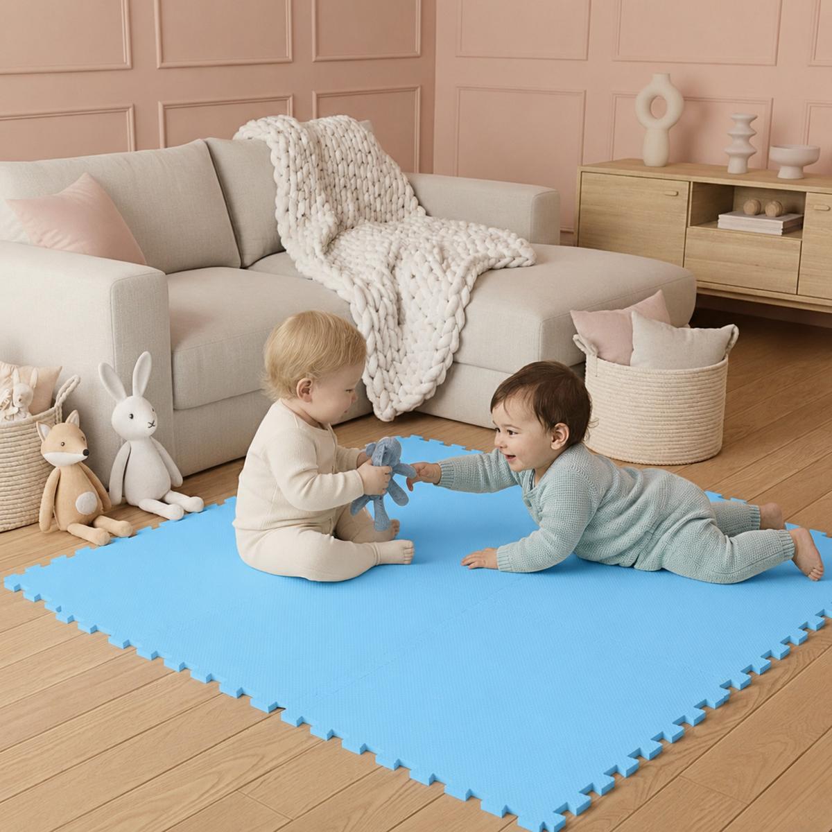 SPIELMATTE ab Null 90 cm Baby Puzzlematte Hellblau - Blau, Kunststoff (30/30cm) - Littletom