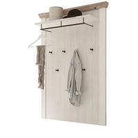 GARDEROBENPANEEL Pinie weiß, Oslo Pinie Landhaus, Wandgarderobe, 107 x 153 cm - Schwarz/Weiß, Holzwerkstoff/Metall (107/153/27cm) - Furn.Design