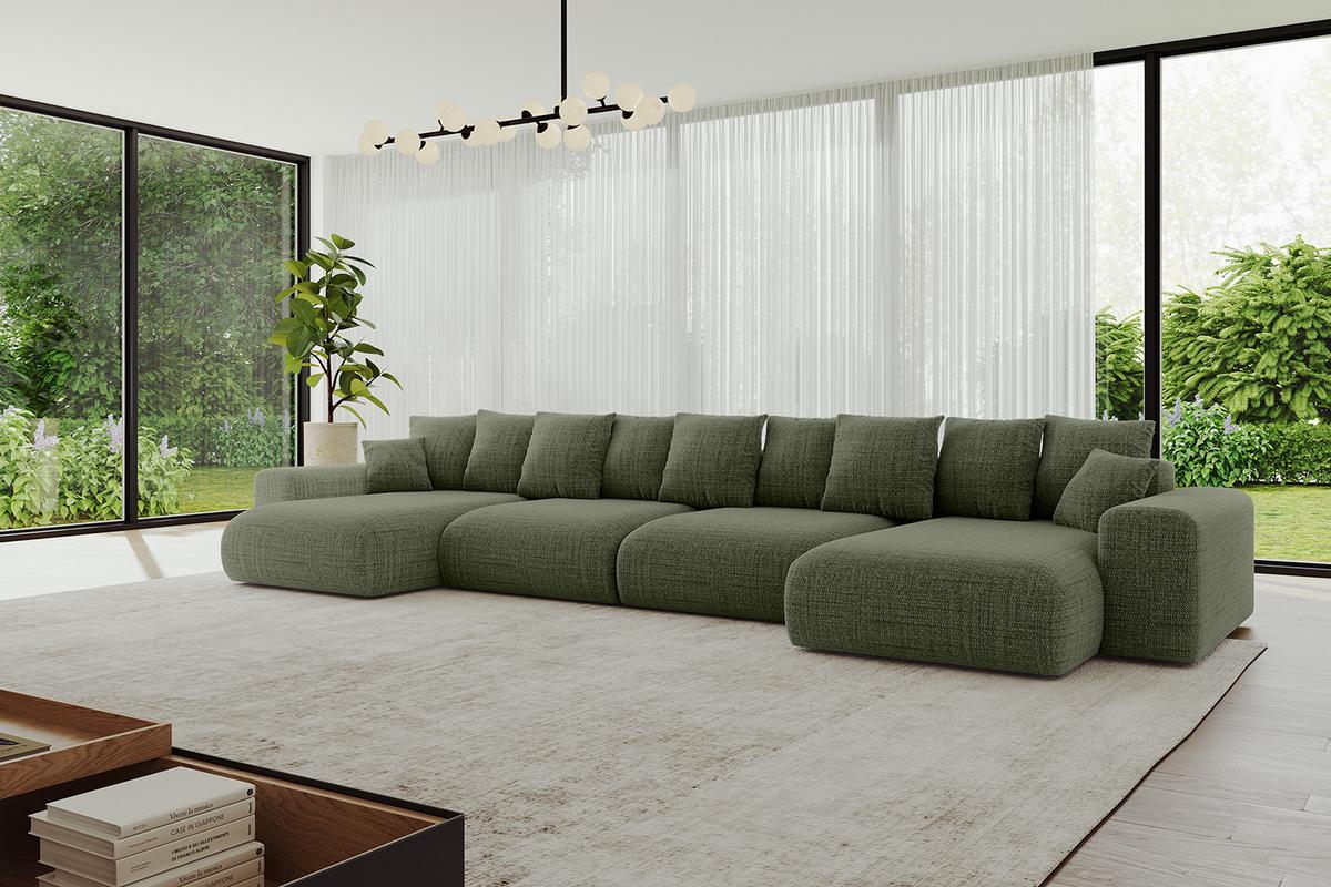 WOHNLANDSCHAFT mit Schlaffunktion ESKAR-U2-464x176x72cm Grün - Hellgrün/Grün, Holzwerkstoff/Kunststoff (176/72/464cm) - ALTDECOR