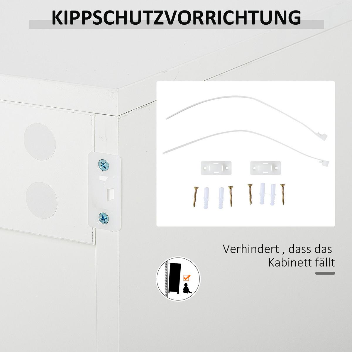 SIDEBOARD Aufbewahrungsschrank Mehrzweckschrank mit 2 Schublade 3 Türen Weiß - Weiß, Metall (36/74/117cm) - HOMCOM