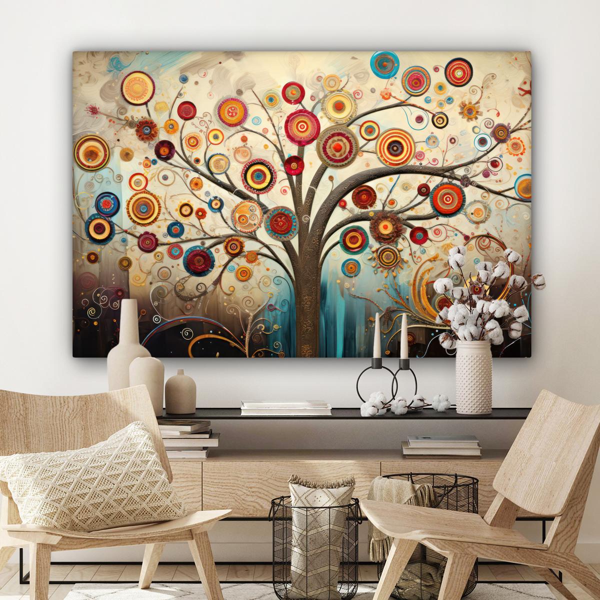 LEINWANDBILD Baum - Baum des Lebens - Farbe Groß 140x90 cm - Braun, Textil (140/90cm) - MuchoWow