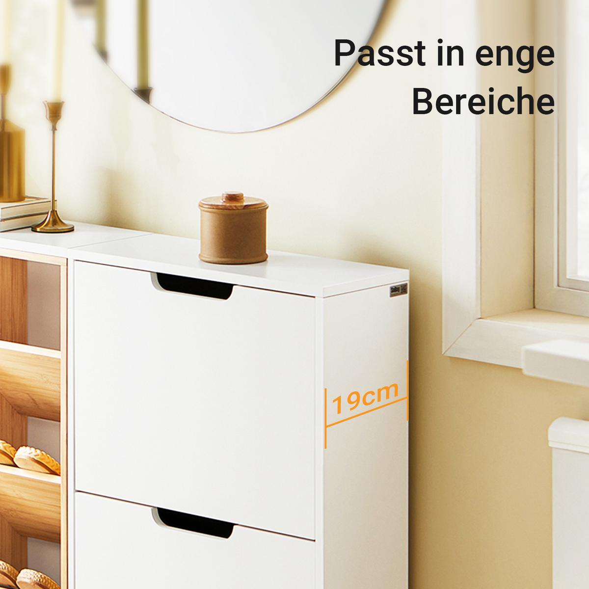 SCHUHSCHRANK Weiß-Natur - Weiß/Naturfarben, Holz/Holzwerkstoff (126/85/19cm) - SoBuy