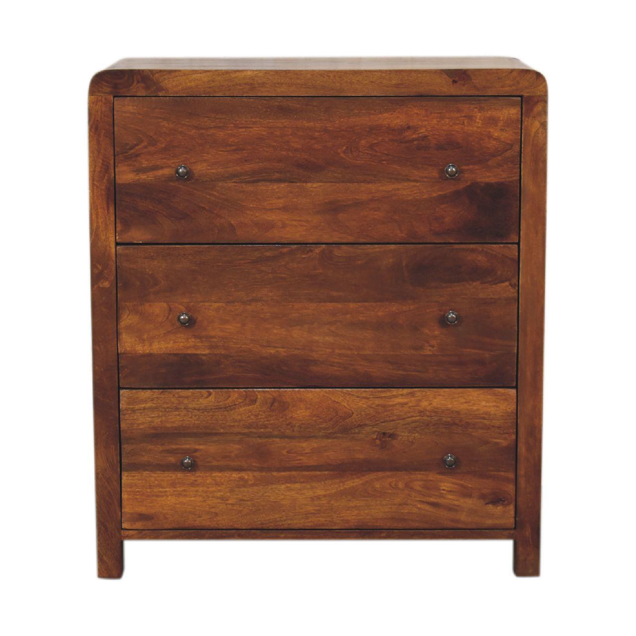 KOMMODE Aspen, 3 Schubladen, Dunkelbraun - Dunkelbraun/Messingfarben, Holz/Metall (70/80/35cm) - Artisan Furniture