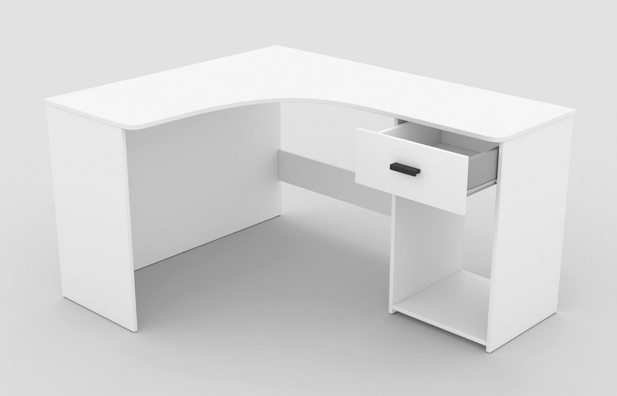 SCHREIBTISCH CANTONE 155x125x75 cm Bürotisch Computertisch, Weiß - Weiß, Holzwerkstoff (125/155/75cm) - MASSENO