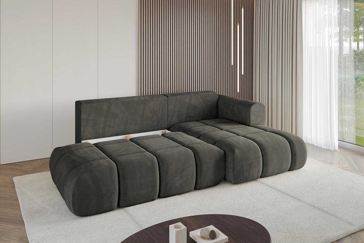 ECKSOFA Ottomane Rechts CLOUD-L 280x185x90 Schwarz Velours - Schwarz, Holzwerkstoff/Kunststoff (185/280cm) - ALTDECOR