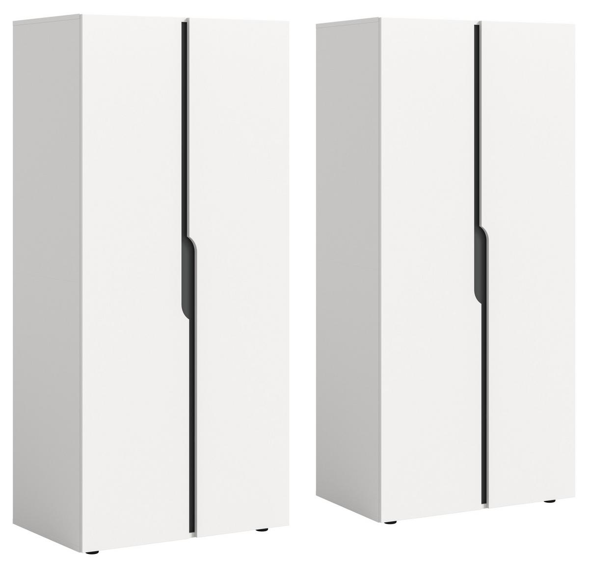 KLEIDERSCHRANK weiß, grau 162 x 176 cm, Drehtürenschrank 4-türig - Schwarz/Weiß, Holzwerkstoff/Kunststoff (162/176/51cm) - Inn.Furn