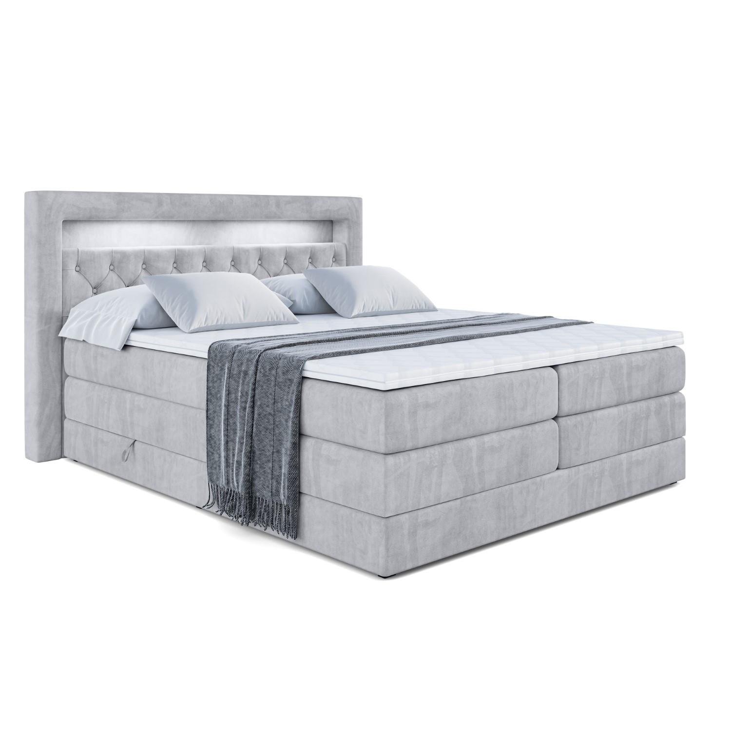 BOXSPRINGBETT NOEL GOLD KING - 180x200 - H3/H4 - Hellgrau - Hellgrau, Holzwerkstoff (180/200cm) - ALTDECOR