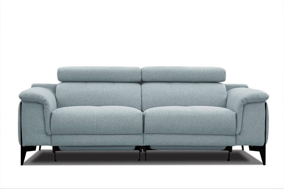 RELAXSOFA MATERA 3-Sitzer mit 2 Relaxfunktionen, mint - Schwarz/Mintgrün, Holzwerkstoff/Textil (212/82/103cm) - Wozimo