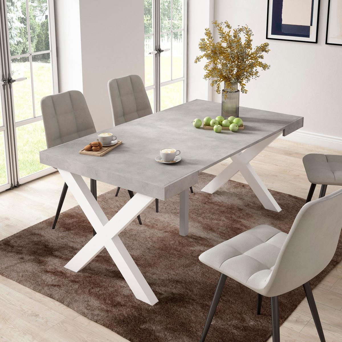 KONSOLENTISCH ausziehbar 58 bis 160cm, für 8 Gäste, zementgrau, 90/58/73cm - Grau, Holzwerkstoff (90/160/73cm) - Skraut Home