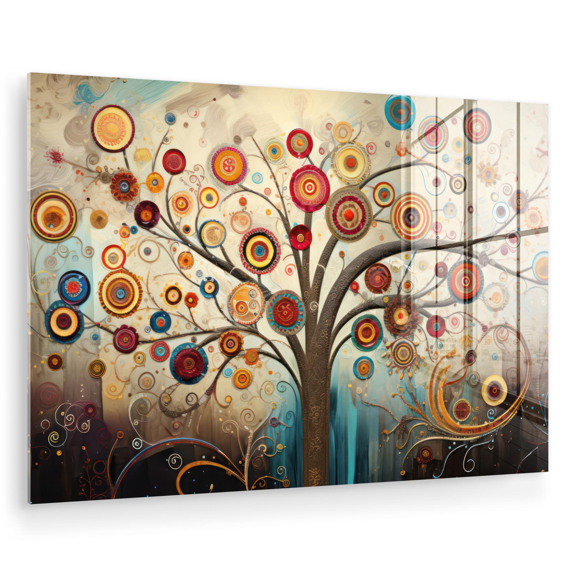 ACRYLGLASBILD Baum - Baum des Lebens - Farbe Room Decor 90x60 cm - Braun, Glas (90/60cm) - MuchoWow