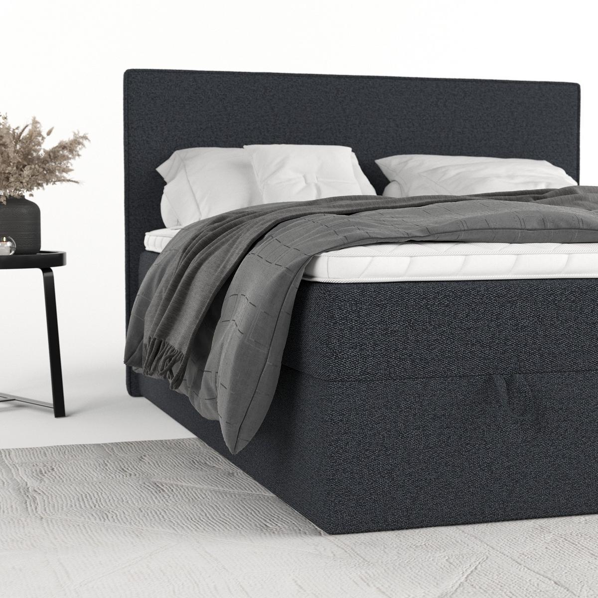 BOXBETT Velma 140/200 cm Anthrazit im Riva Stoff - Anthrazit/Schwarz, Holz/Holzwerkstoff (140/200cm) - AltaBeds
