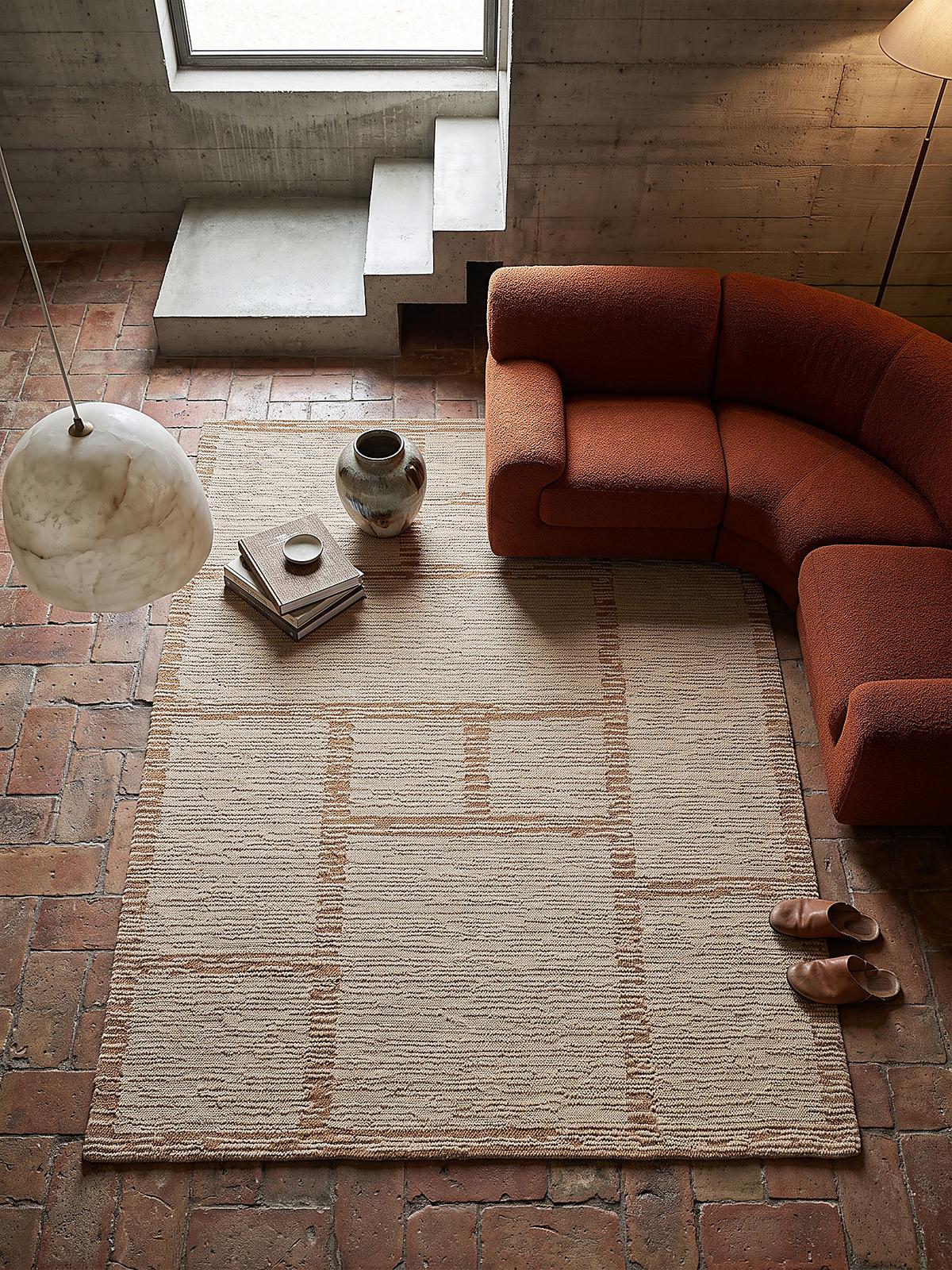 WOLLTEPPICH handgetuftet GANNEL, Blockdesign, Natur, 140 x 200 cm - Beige, Textil (140/200cm) - KADIMA DESIGN