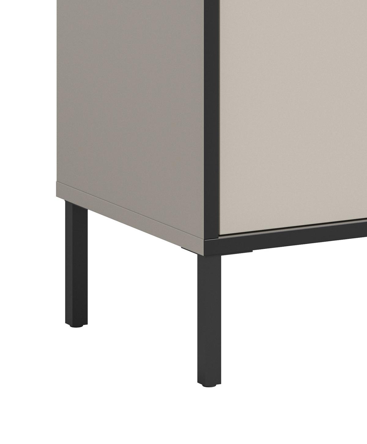 KOMMODE Sand / Kaschmit mit Schwarz, 2-türiges Sideboard mit 4 Fächern 92 x 83 cm - Sandfarben/Kaschmir, Holzwerkstoff/Metall (83/83/38cm) - Inn.Furn