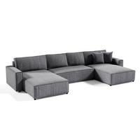 PANORAMASOFA Isaac 5 Sitzplätze Grau - Grau, Holzwerkstoff (398/85/185cm) - Petits-meubles