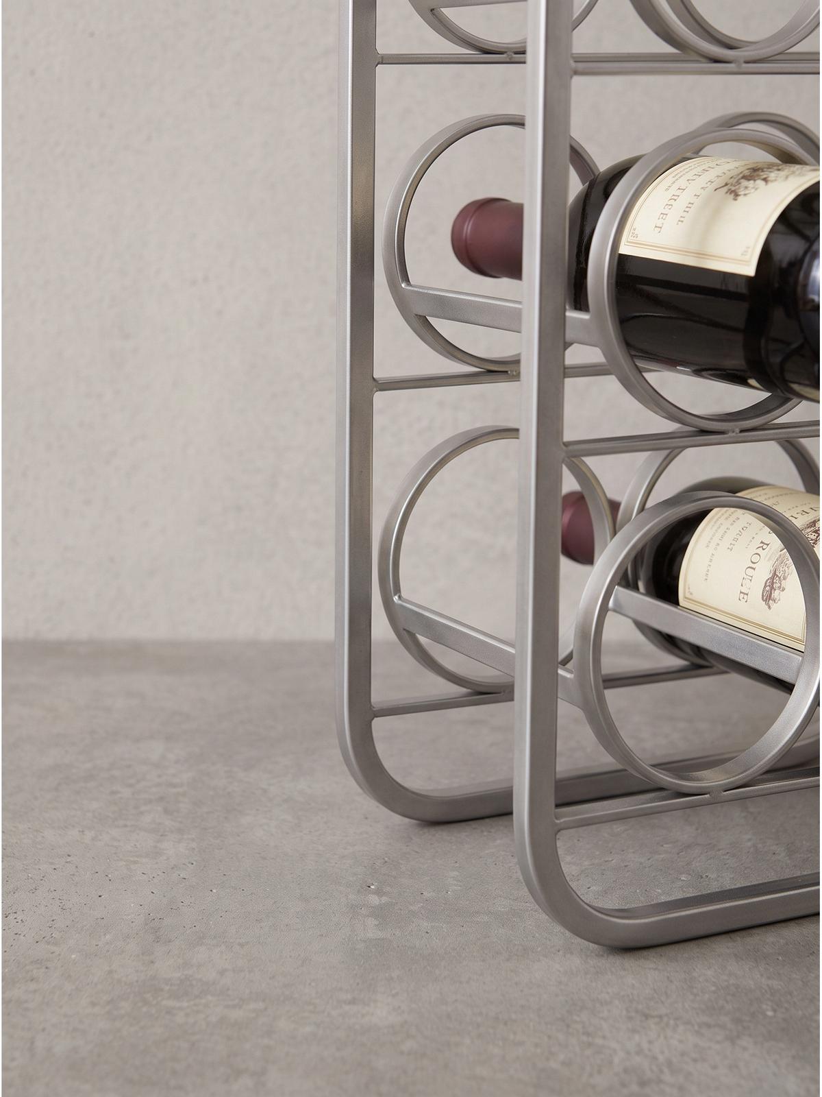 WEINFLASCHENREGAL POSITANO, Stahl, Silber, 34 x 15 x 47 cm - Silberfarben, Metall (34/47/15cm) - KADIMA DESIGN
