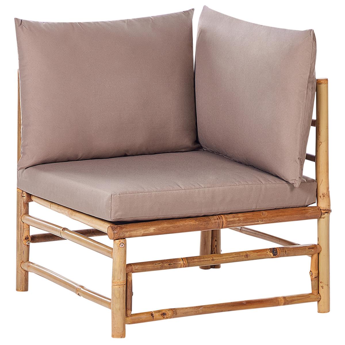 LOUNGE SET 4-Sitzer Bambusholz hellbraun 3-teilig Auflagen taupe Cerreto - Taupe, Holz - Beliani