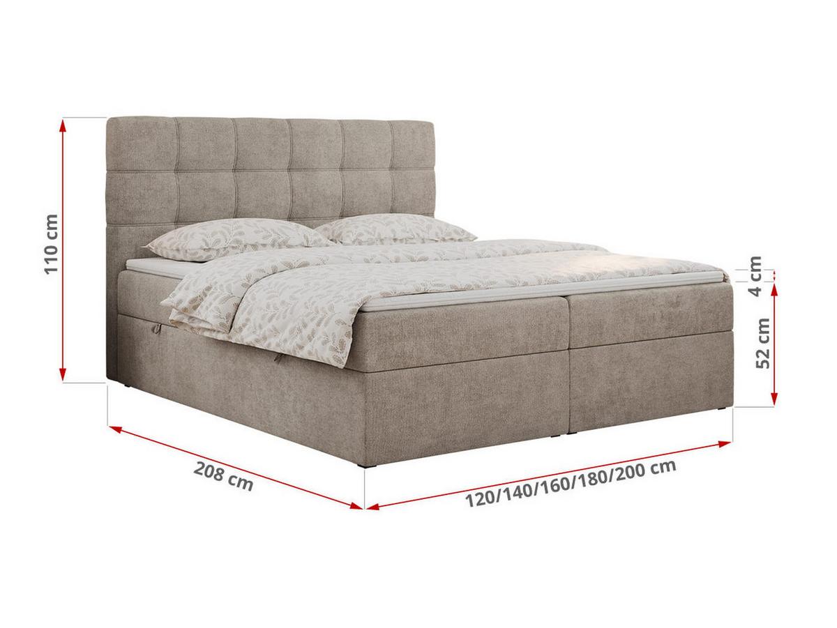 BOXBETT ERNI 160/200 - Beige Strukture - H3 - Beige, Holz/Textil (160/200cm) - MKS