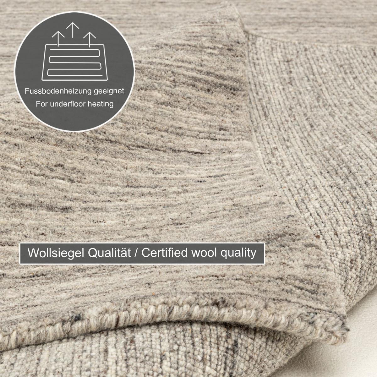 HANDWEBTEPPICH Pure 60x90 cm - Grau, Textil (60/90cm) - THEKO