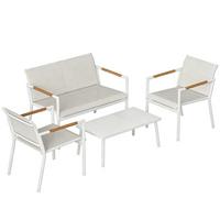 BALKONMÖBEL 4ER-SET aus Metall Netzstoff Cremeweiß - Creme/Weiß, Textil/Metall - Outsunny