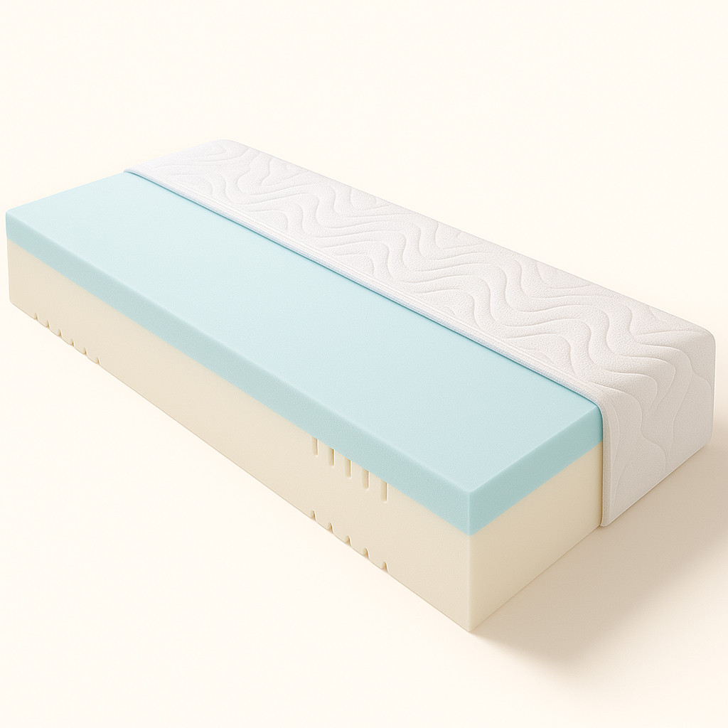 Gelmatratze auf beigen Hintergrund