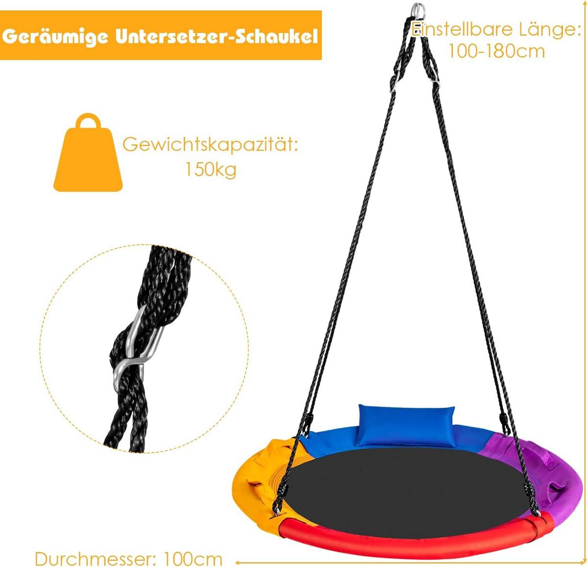 KINDERSCHAUKEL ‎Bunt - Multicolor, Textil (100/180/100cm) - COSTWAY