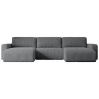 WOHNLANDSCHAFT mit Schlaffunktion und Bettkasten KLEEA-U - 347x143x83 cm Dunkelgrau Cord - Dunkelgrau/Schwarz, Holzwerkstoff/Kunststoff (347/83/143cm) - ALTDECOR