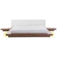 BETT mit LED 180x200 cm Heller Holzfarbton Zen - Hellbraun, Holzwerkstoff (180/200cm) - Beliani