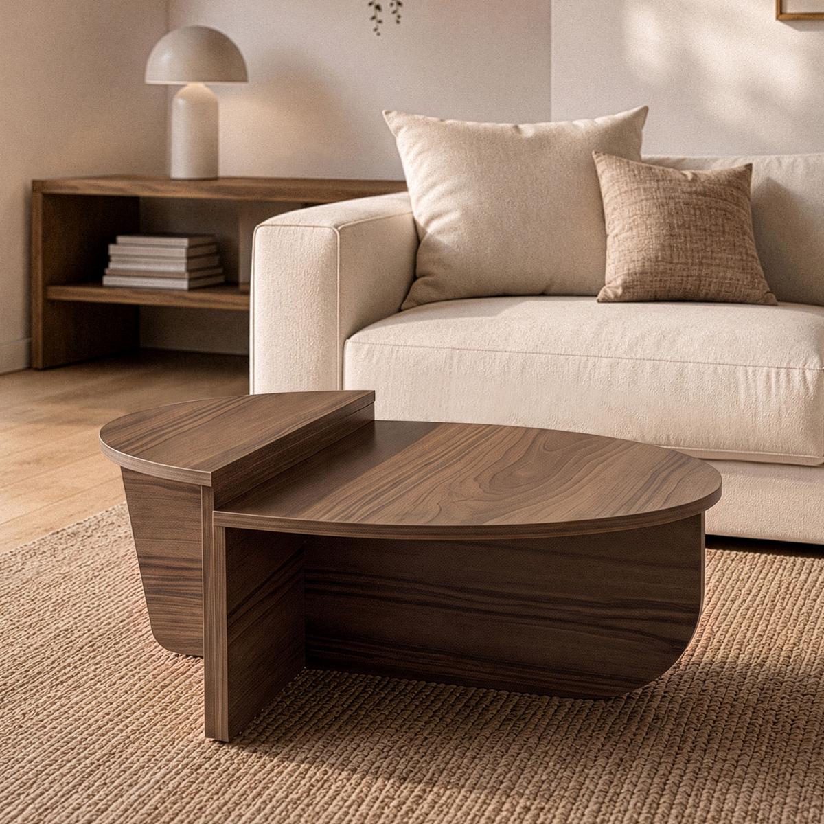 COUCHTISCH (2er-Set) orion 90/90/35 cm - Nussbaumfarben, Holzwerkstoff (90/90/35cm) - Calicosy