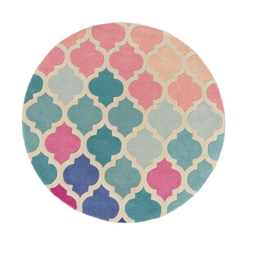 WOLLTEPPICH DERWENT, geometrisch, aus Wolle, Bunt, Ø 160 cm - Multicolor, Textil (160/160cm) - KADIMA DESIGN