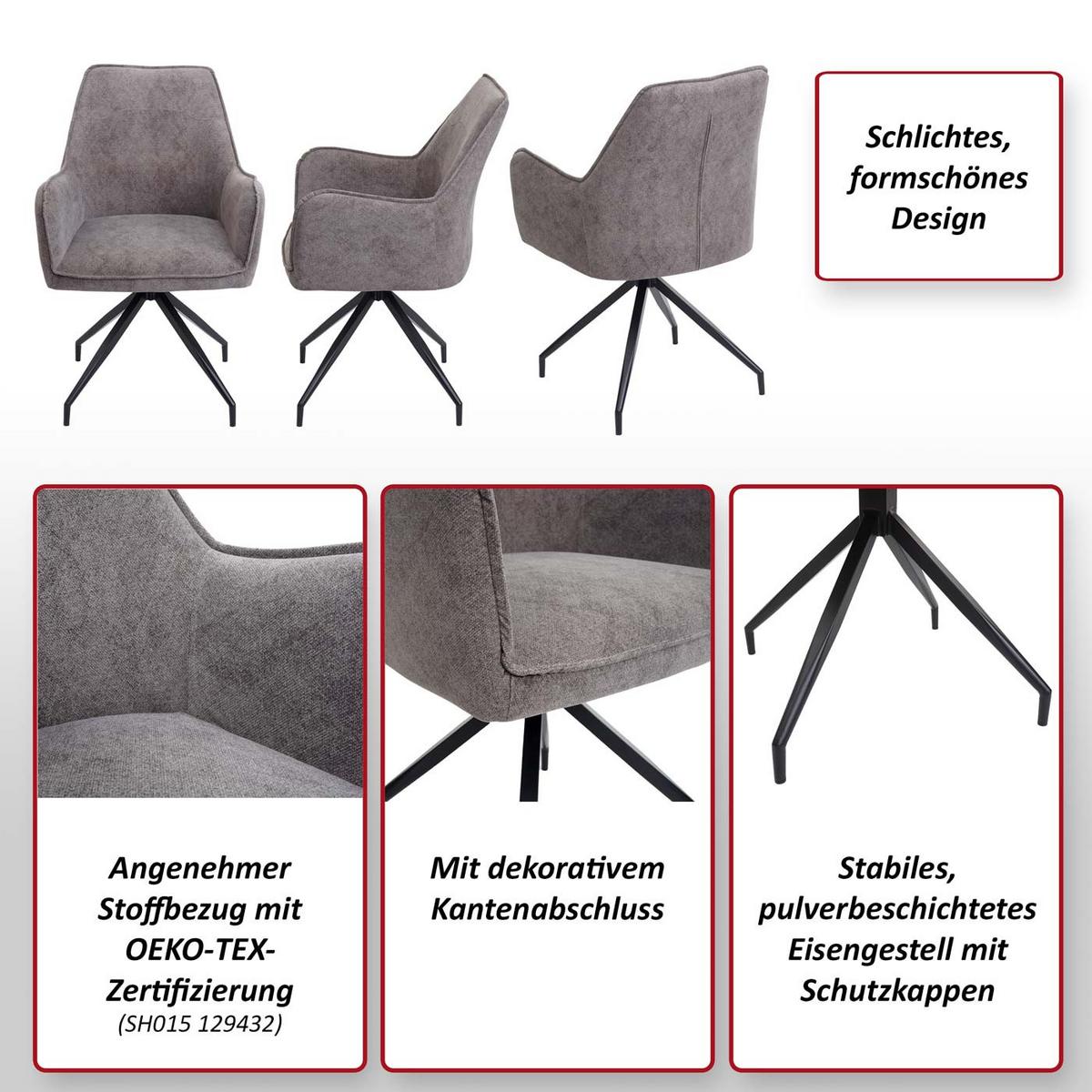 ESSZIMMERSTUHL Grau 6er-Set - Dunkelgrau/Grau, Textil (59/91/60cm) - MCW