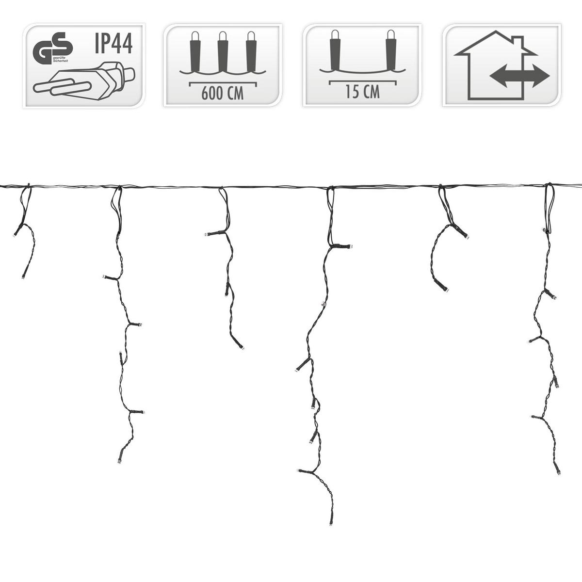 LICHTERKETTE Vorhang 600 cm mit 180 LED Kaltweiß - Grün, Kunststoff (600cm) - ECD-Germany
