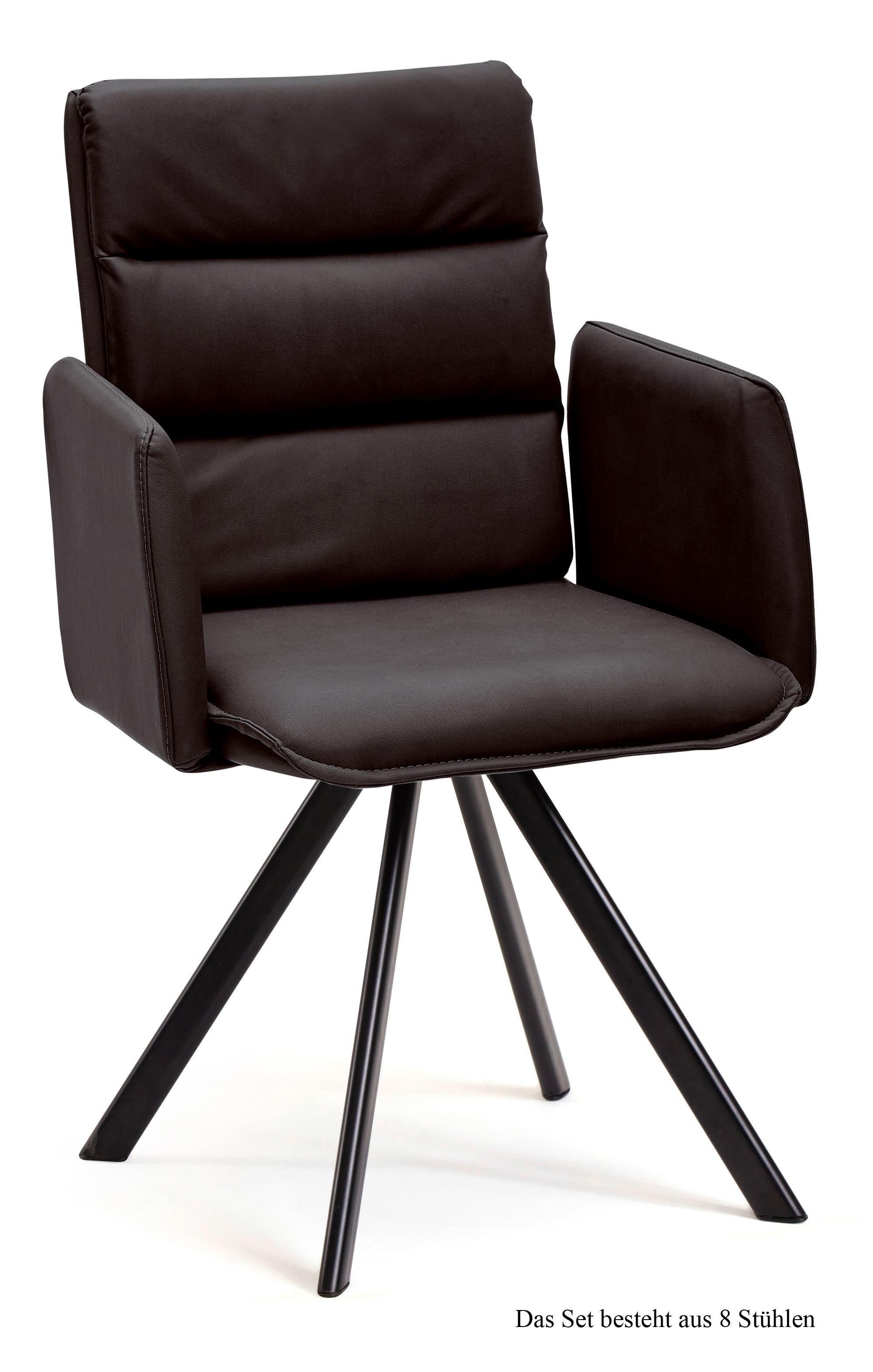 ARMLEHNSTUHL drehbar (8er-Set) Devin 52x92x60 Schwarz/Espresso - Dunkelbraun/Schwarz, Kunststoff (60/92/52cm) - 58aufmkessel
