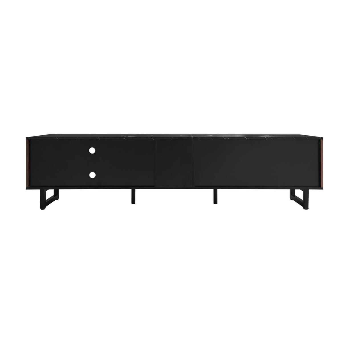 LOWBOARD mit LED, 2 Türen und 2 Schubladen - Dunkelbraun, Holzwerkstoff (200/50/38cm) - Urban Meuble