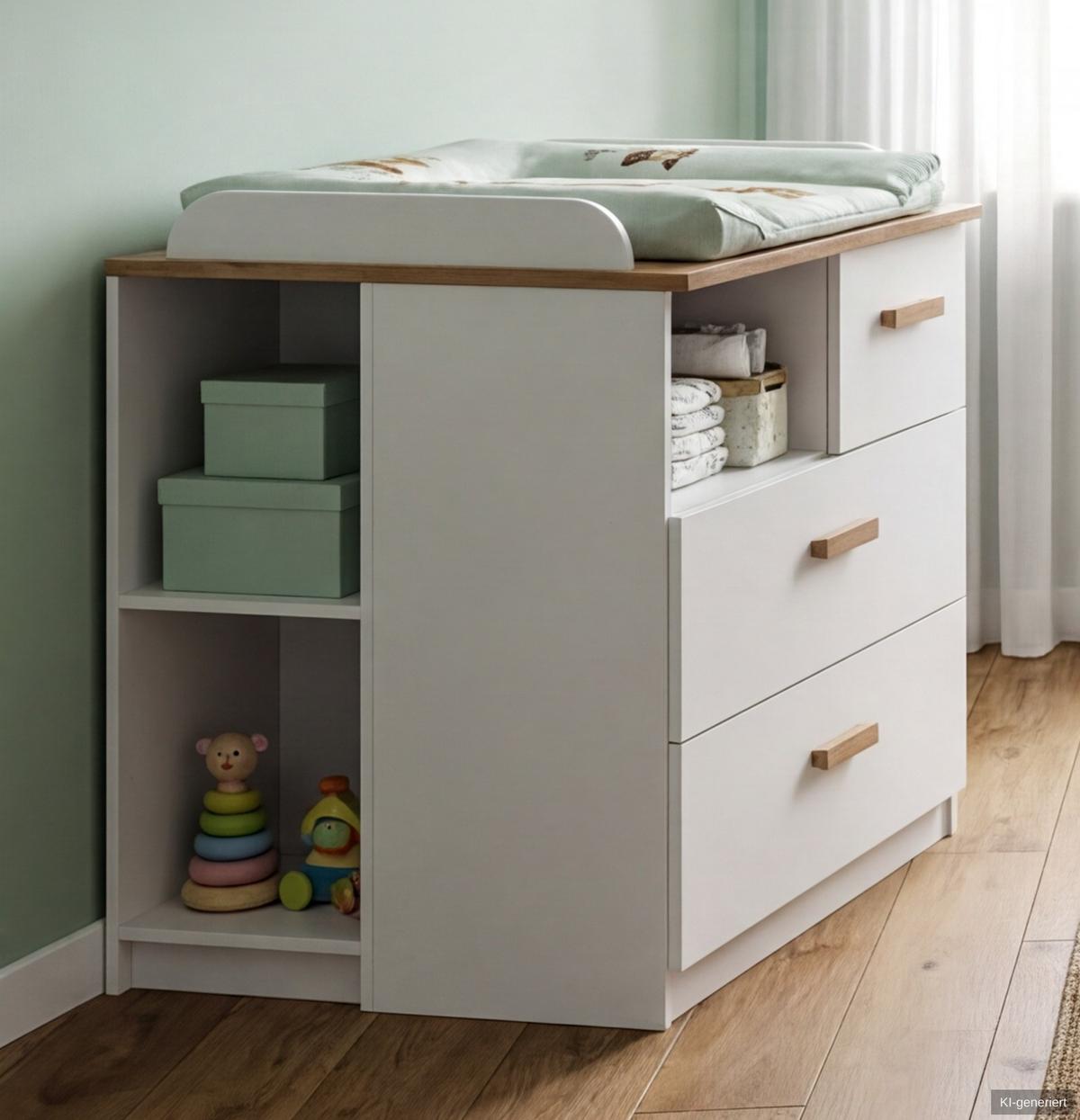 WICKELKOMMODEN-UNTERSCHRANK B34/H83/T38 cm, passend zum Babyzimmer Weiß & Eiche Dekor (22811,22812,22813) / 22814-03 - Weiß, Holzwerkstoff (34/83/38cm) - luma-home