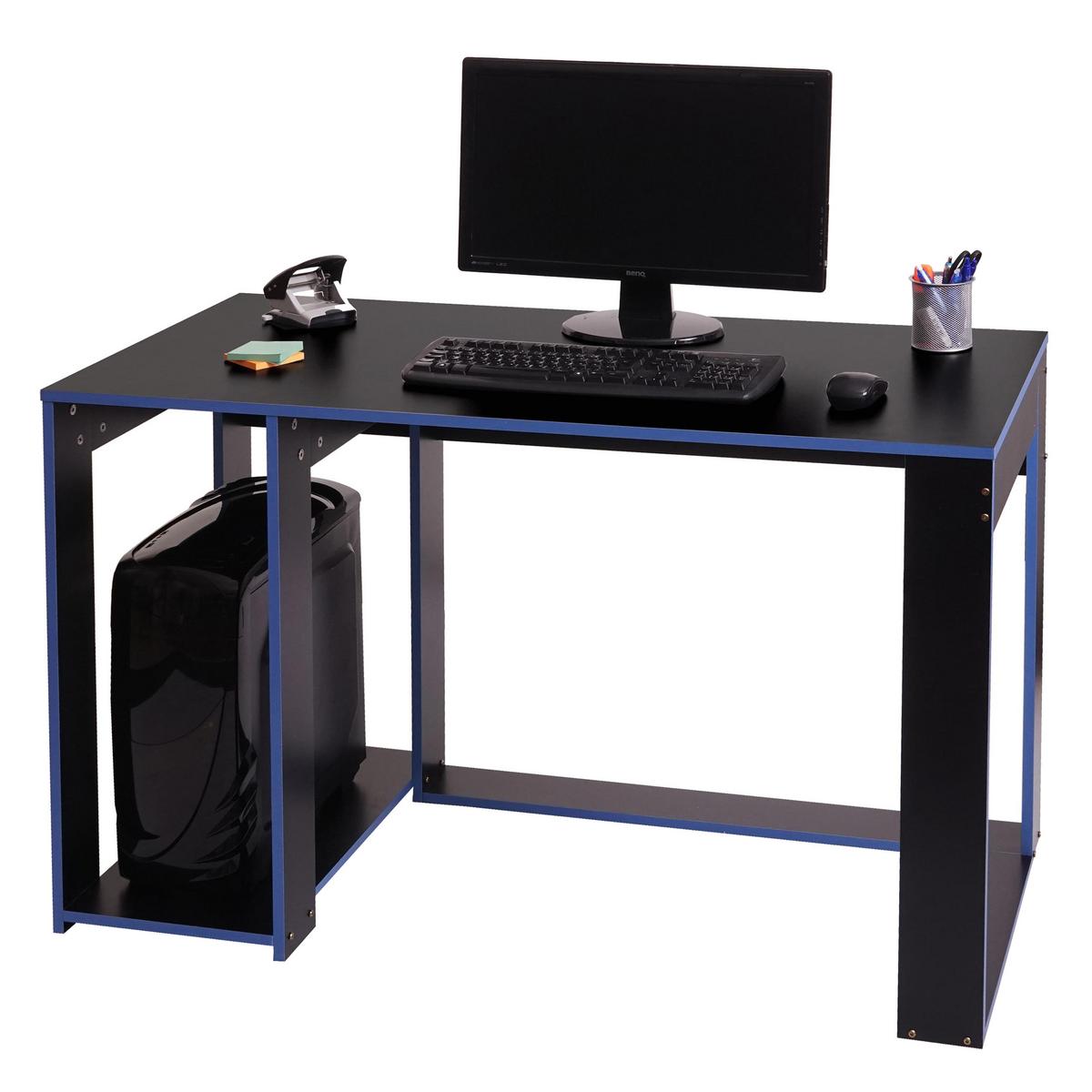 SCHREIBTISCH rechteck Schwarz, Blau - Blau/Schwarz, Holzwerkstoff (60/120/76cm) - MCW