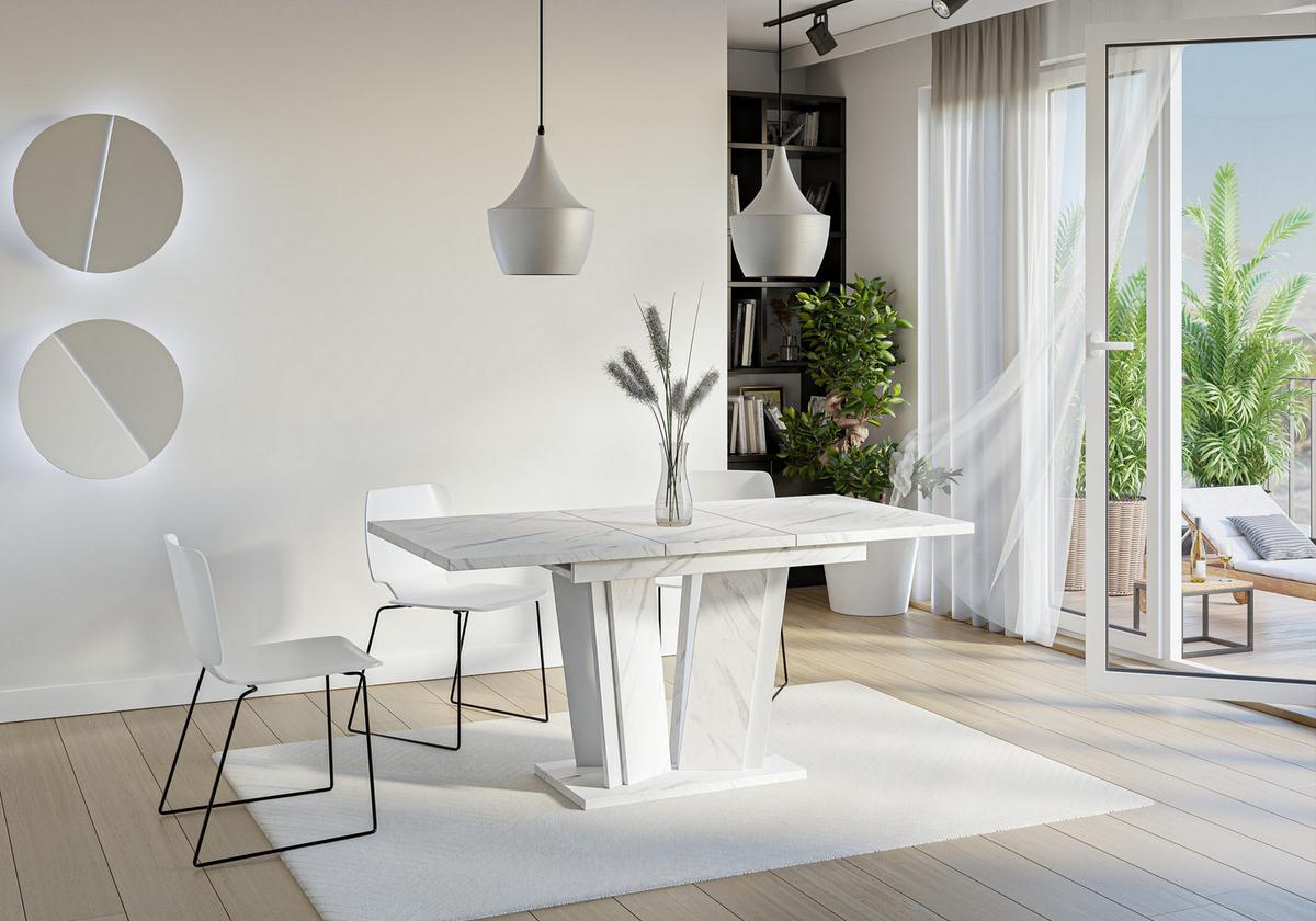 ESSTISCH SAMAR Ausziehbar 120 - 160 / 80 x 76 cm - Hellgrau/Weiß, Holz (120/80/76cm) - MASSENO