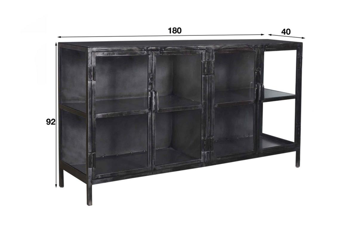 SIDEBOARD BREST Schwarz Metall - Schwarz, Metall (180/92/40cm) - KAWOLA