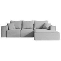 ECKSOFA mit Schlaffunktion und Bettkasten SERRA-L-S - 266x161x87 cm Hellgrau Bouclé - Hellgrau/Schwarz, Holzwerkstoff/Kunststoff (266/161cm) - ALTDECOR