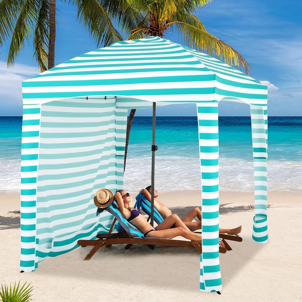 STRANDZELT grün - Multicolor, Textil (183/240/183cm) - COSTWAY
