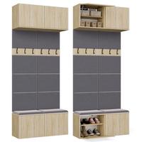 DOPPELTE Garderobe - Flurhänger mit Sitzbank, Haken und Oberschränken Sonoma Eiche 100/238/35 - Grau/Sonoma Eiche, Holzwerkstoff (100/238/35cm) - RAUMHIRSCH FURNITURE