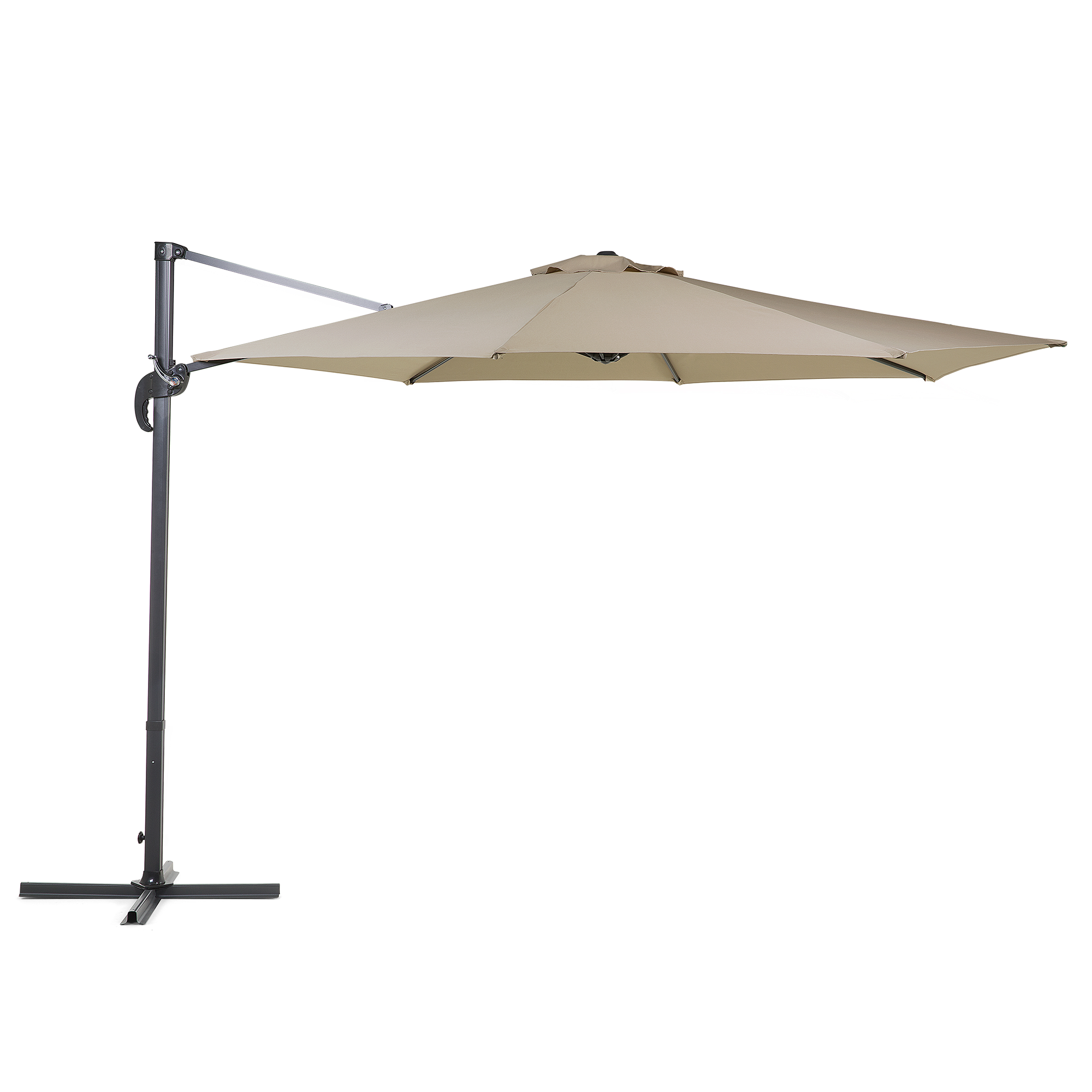 AMPELSCHIRM sandbeige/dunkelgrau 300 cm Savona - Dunkelgrau/Beige, Textil (300/300cm) - Beliani