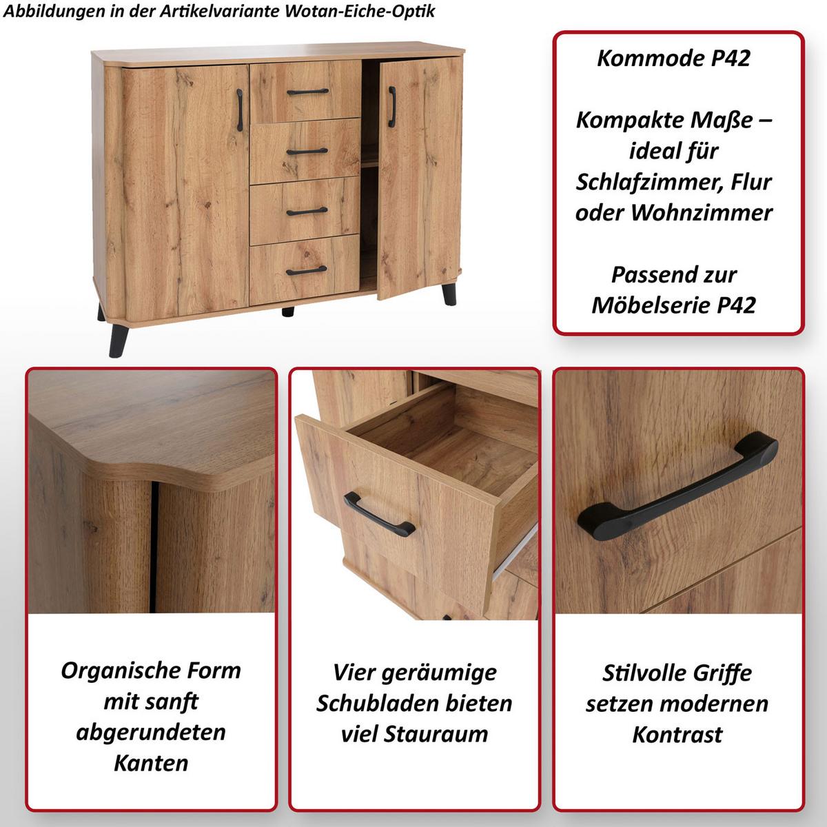 KOMMODE Walnuss Dekor - Walnussfarben, Holz (120/92/40cm) - MCW
