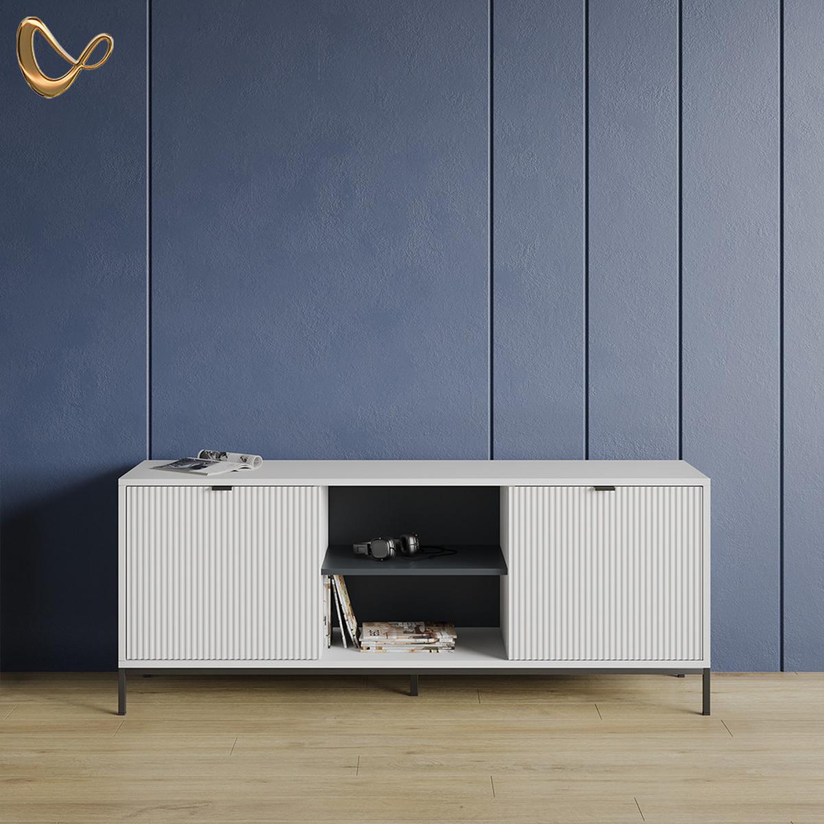 LOWBOARD Aterno Weiß 150 x 60 cm mit 2 Türen - Weiß, Holzwerkstoff (150/60/40.1cm) - Livinity®