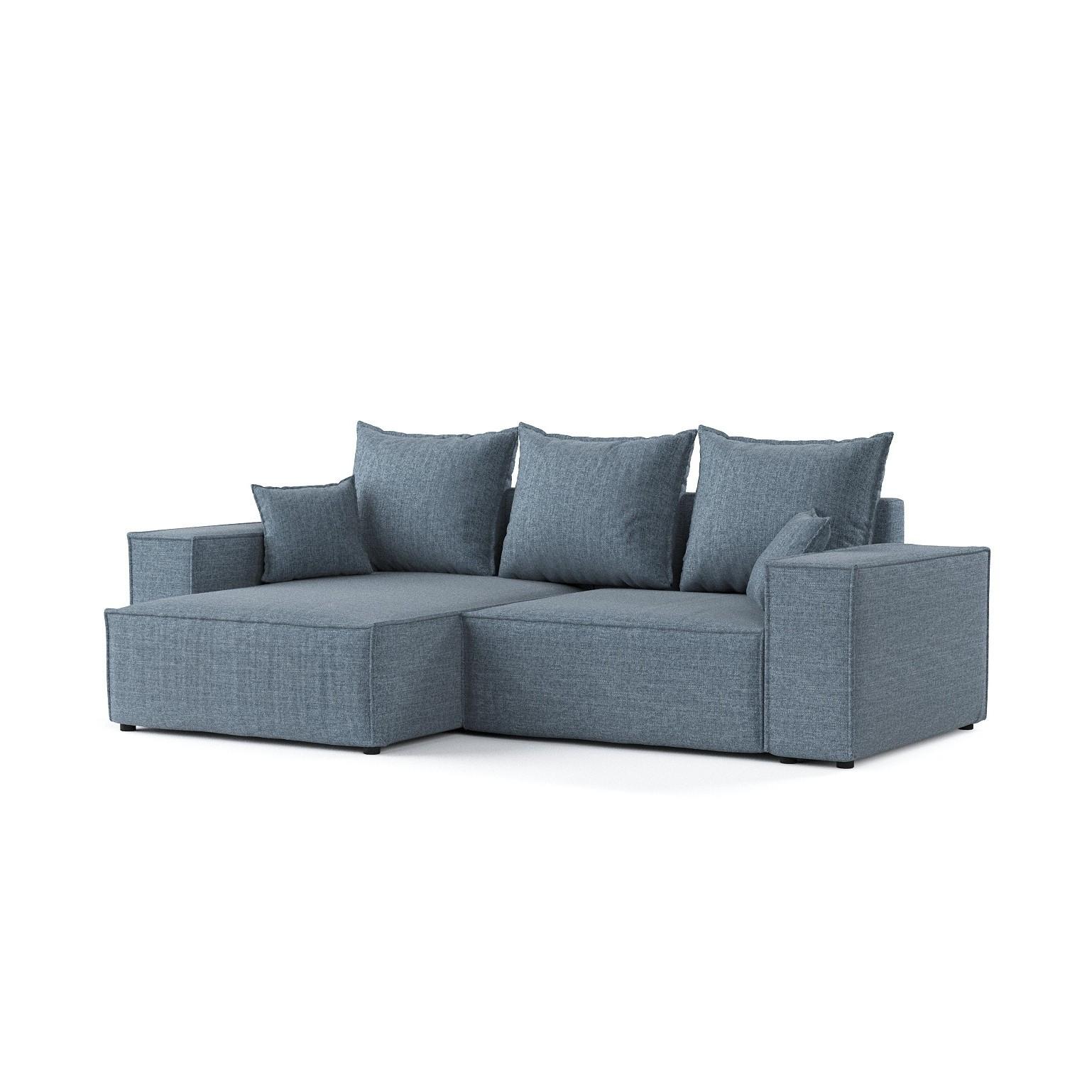 ECKSOFA SENSO mit Schlaffunktion Blaugrau im City Stoff - Blaugrau/Schwarz, Holz/Holzwerkstoff (255/148cm) - AltaBeds
