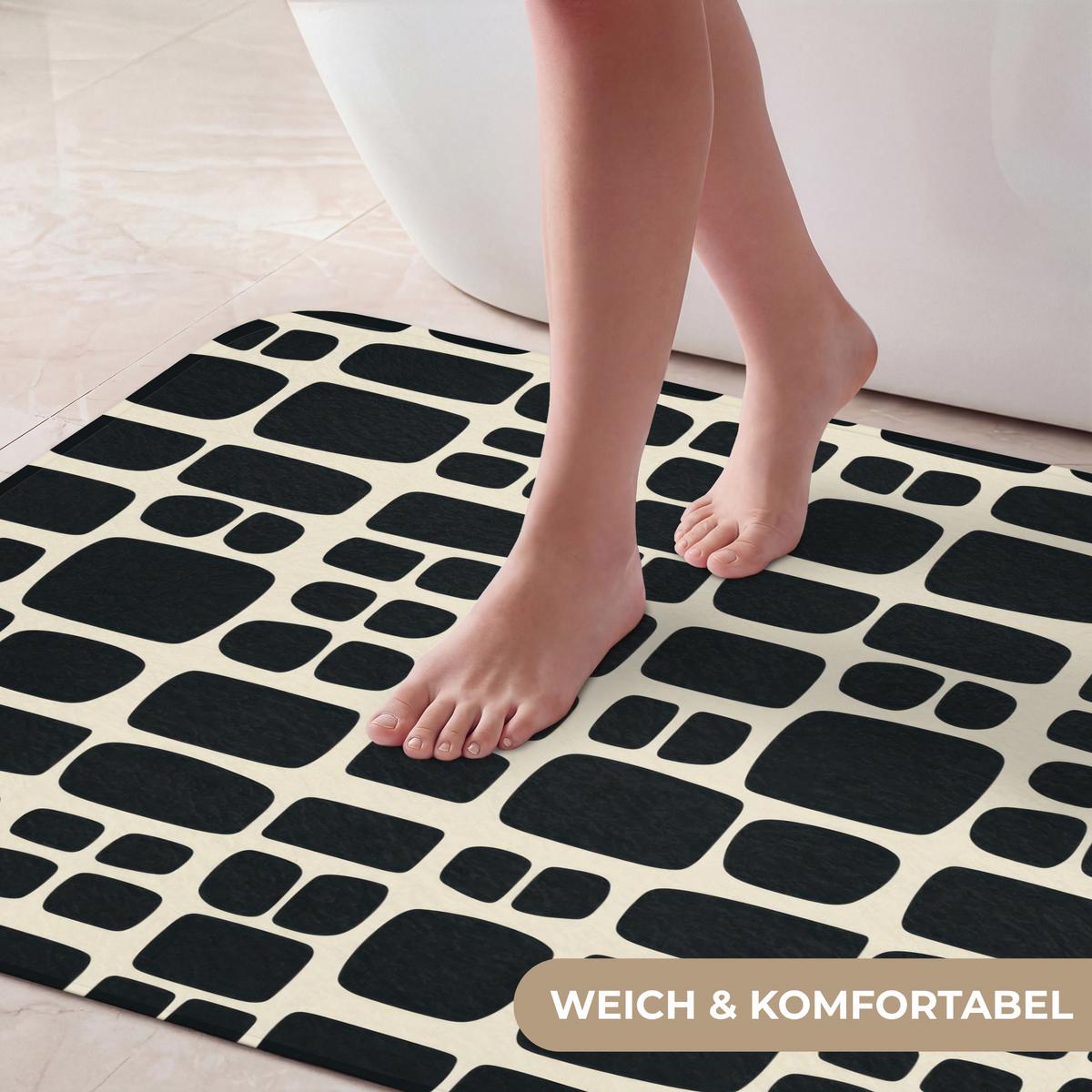 BADEMATTE Modern - Bio - Schwarz 90x60 cm - Anthrazit, Textil (90/60cm) - OnlyWow