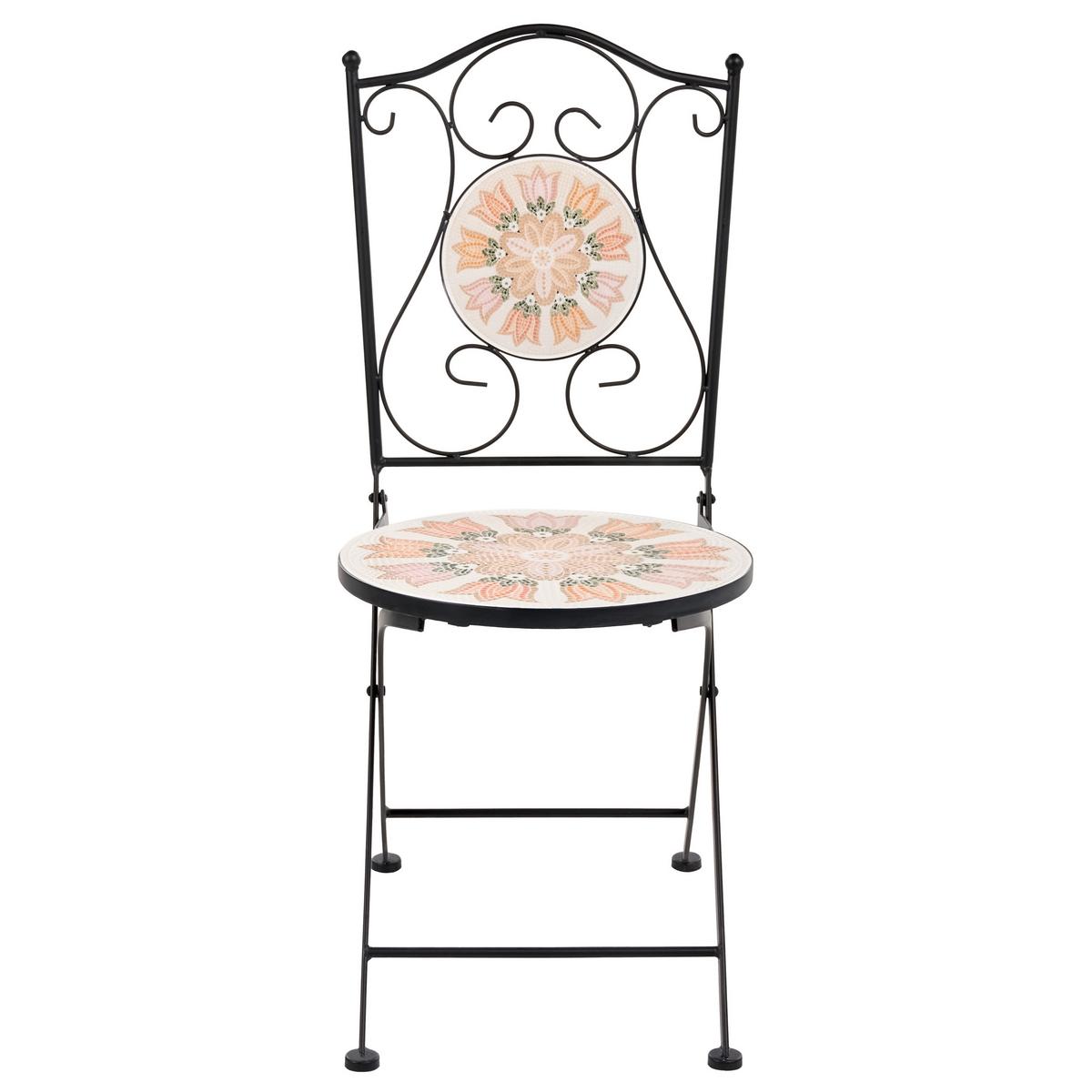GARTENSTUHL 2er Set klappbar Metall Bunt Settala - Beige/Multicolor, Metall (40/90/44cm) - Beliani