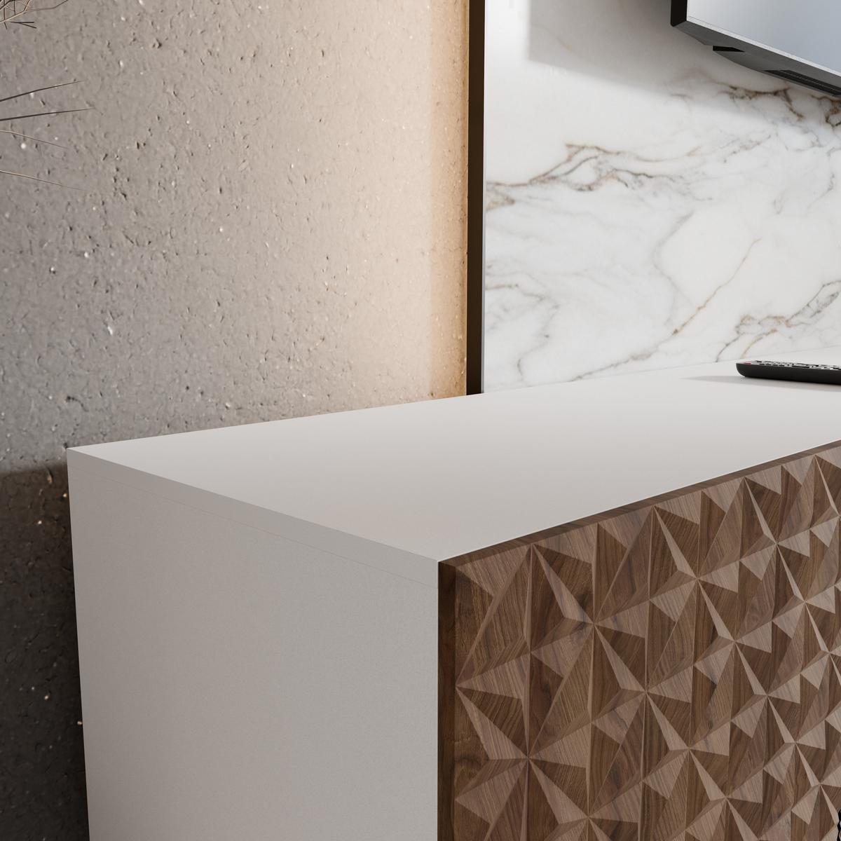 LOWBOARD ROVA 100/41/40 cm, Hängender TV-Schrank Weiß / Eichefarben - Eichefarben/Braun, Holzwerkstoff (100/41/40cm) - MASSENO