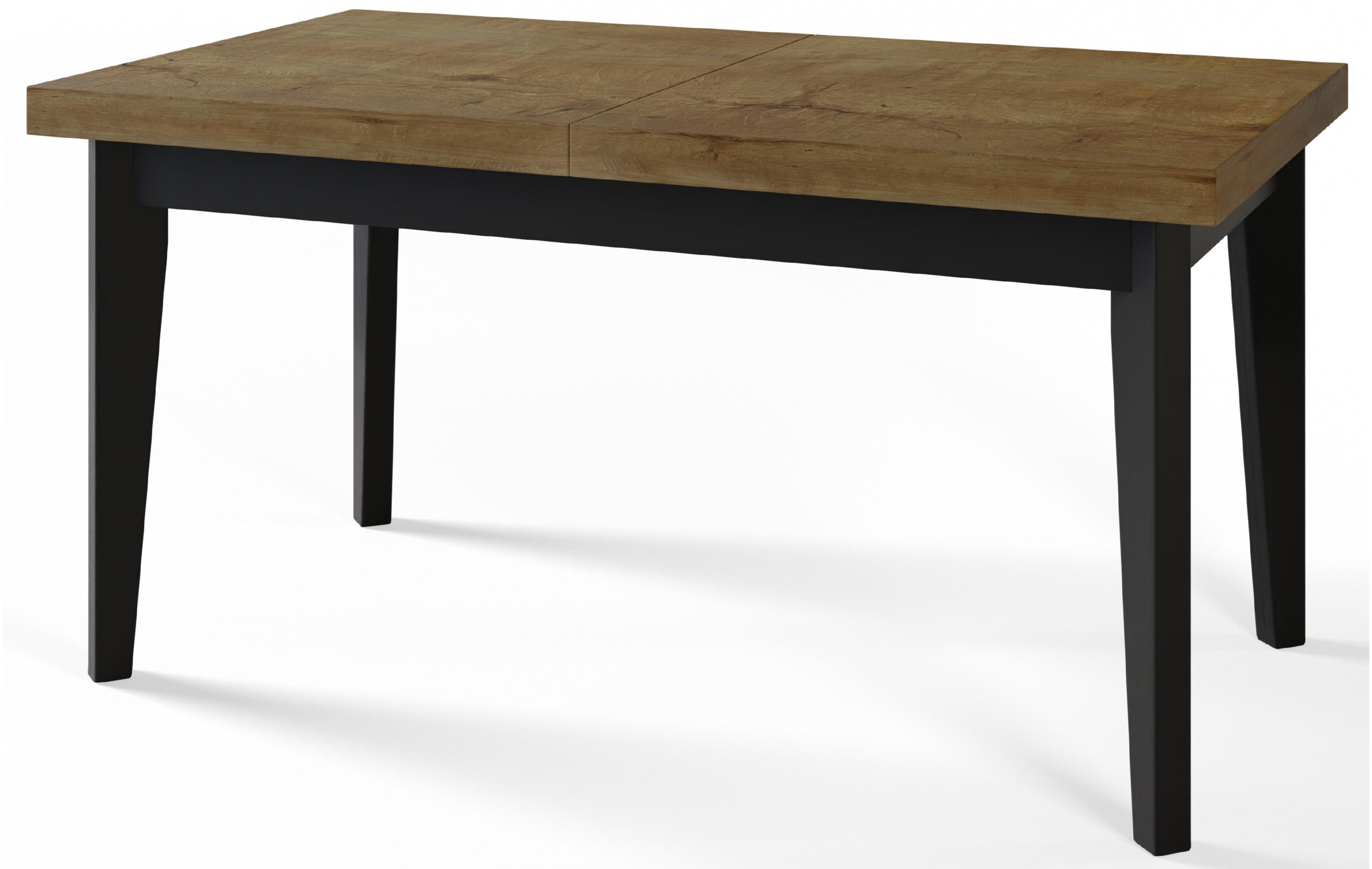 RECHTECKIGER Esszimmertisch SKANDI, ausziehbarer Tisch, Größe: 120-160X80X78 cm, Wohnzimmertisch Farbe: LEFKAS, mit Holzbeinen in Farbe Schwarz - Dunkelbraun/Schwarz, Holzwerkstoff (120/80/78cm) - Alpi-Möbel