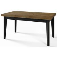 RECHTECKIGER Esszimmertisch SKANDI, ausziehbarer Tisch, Größe: 120-160X80X78 cm, Wohnzimmertisch Farbe: LEFKAS, mit Holzbeinen in Farbe Schwarz - Dunkelbraun/Schwarz, Holzwerkstoff (120/80/78cm) - Alpi-Möbel